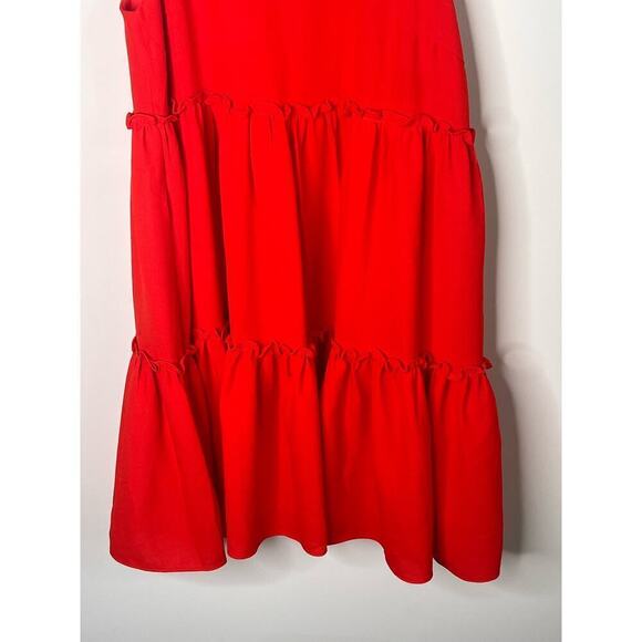 Elliatt Sonnet Ruffled Mock Neck Tiered A-Line Dress Poppy Red Womens Size Small - Picture 9 of 12